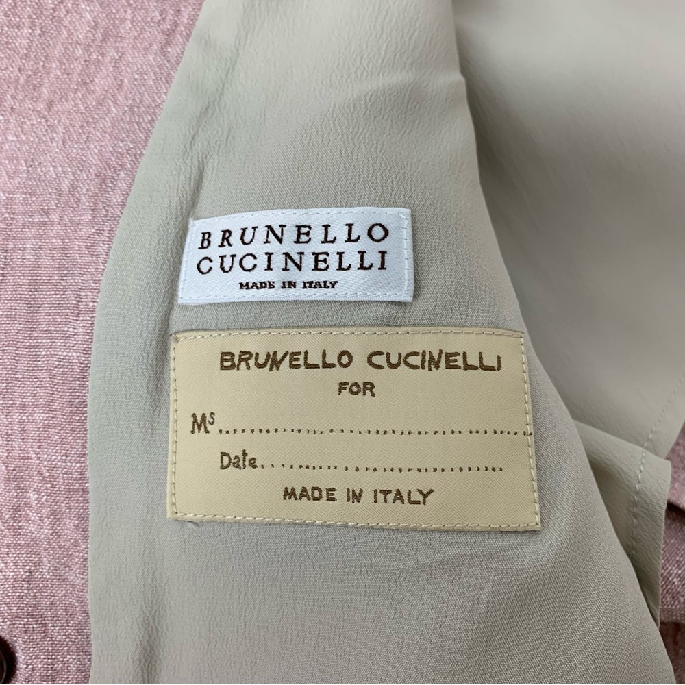 Brunello Cucinelli Linen Blazer Womens Pink Double Breasted Sz 40 Italy - Picture 9 of 16
